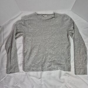 J. Crew Lg Merino Wool/ Cotton Teddie Blend Gray Sweater Crew Neck